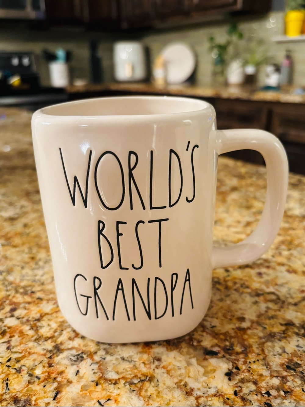 Rae Dunn Beige Mug with Black Lettering - World's Best Grandpa Style
